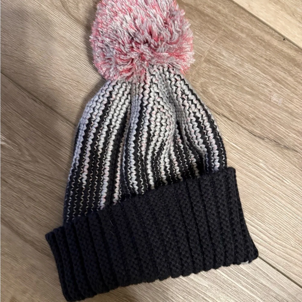 Under Armour Kids' Black and Pink Striped Beanie